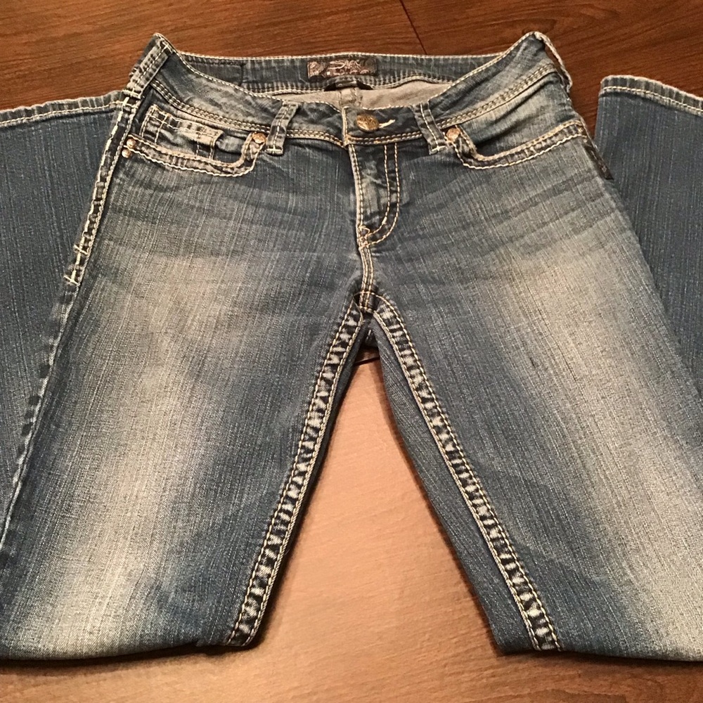 Silver Suki Mid-rise bootcut jeans with embroidered and silver metal accents